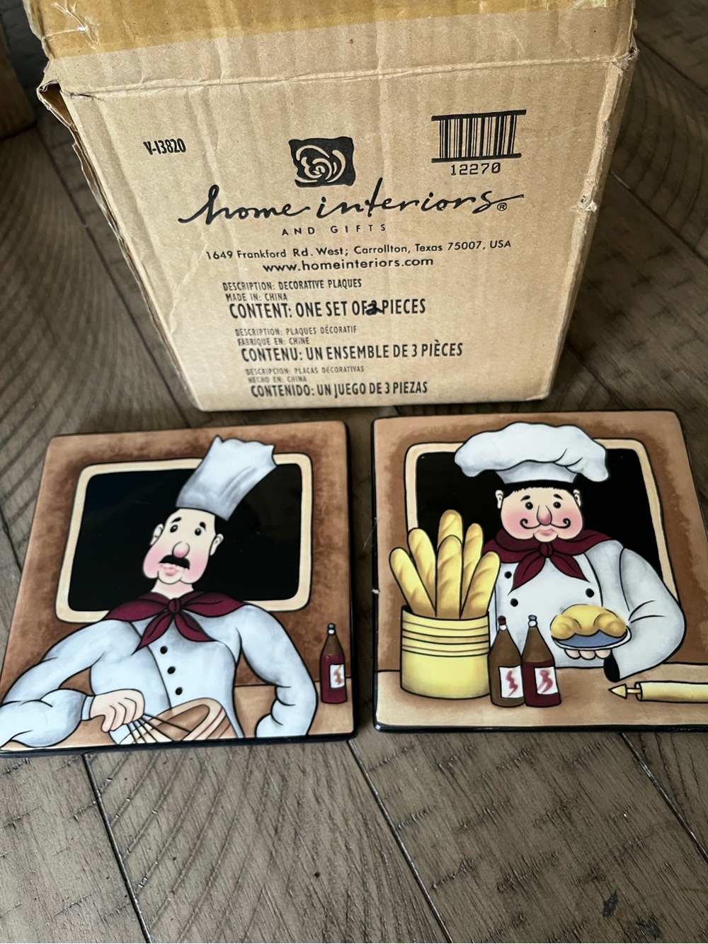 NEW HOME INTEREORS Set of TWO Ceramic CHEF BAKER KITCHEN Trivets 6” x 6” BOXED